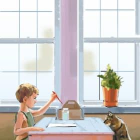 boy drawing poster