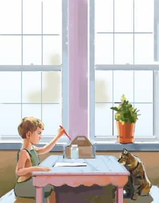 boy drawing poster