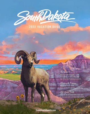 2023 South Dakota Vacation Guide Cover Badlands Vintage Parks opt